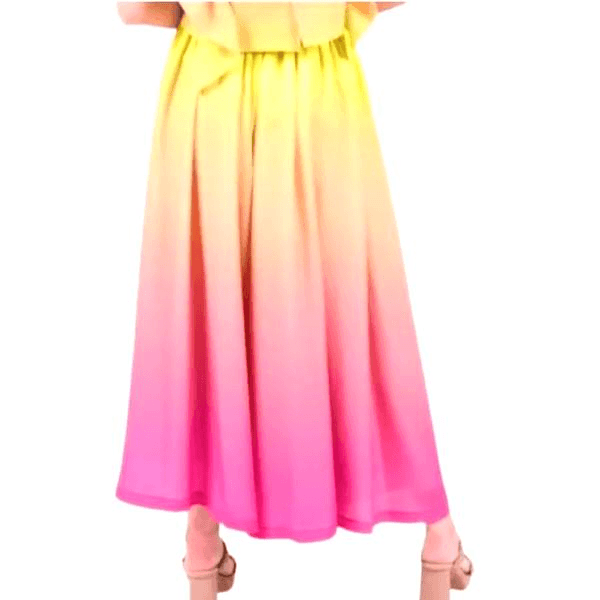 NWT Emily McCarthy Palazzo Pants in Sunset Ombre Wide Leg Pink Yellow Orange sz