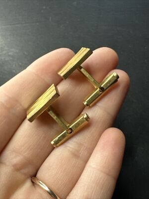 2 anciens bouton de manchette plaqué or, taille diamant