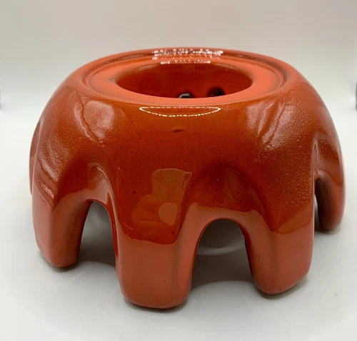 Vintage Frankoma Pottery Red Orange Candle Warmer for Coffee Pot