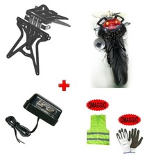 PER POLARIS OUTLAW 500 E  KIT PORTATARGA PER MOTO REGOLABILE+LUCE TARGA A 4 LED