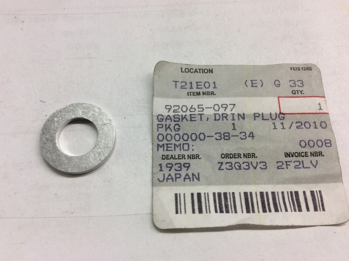 Kawasaki Gasket 92065-097 New OEM Drain Plug Seal 1993 MULE 2030