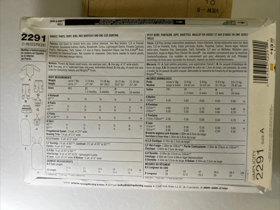 Simplicity Patterns 2291 Baby Clothes Bunting & 2165 Nursing Diaper Covers Uncut - Image 4 of 4