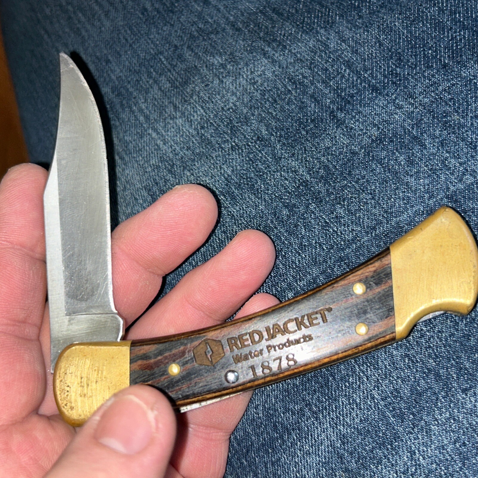 Buck 110 T USA Advertising Knife, Franklin Electric, Red Jacket Water