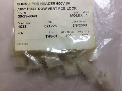39-29-9043 MOLEX 0039299043 CONN HEADER VERT 4POS 4.2MM 18 PIECES