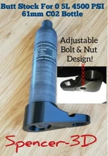  Stock Butt for C02 0.5L 4500 PSI 61mm C02 Tanks Adjustable Bolt & Nut Tighten