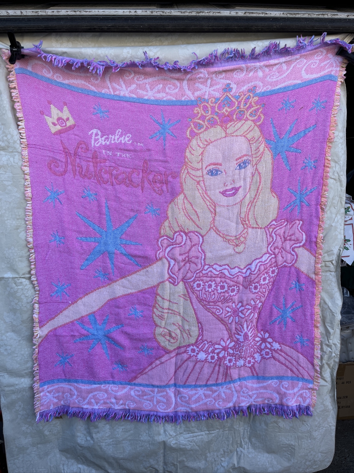 Vintage Barbie In The Nutcracker Woven Blanket 40” X 50”. READ DESCRIPTION