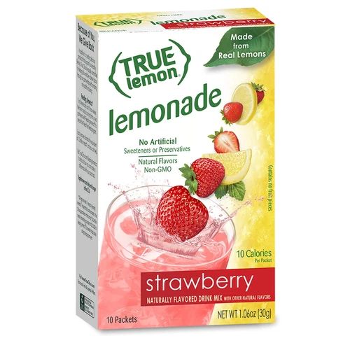True Lemon Strawberry Lemonade Stevia Sweetened, On-The-Go, 10 Packets