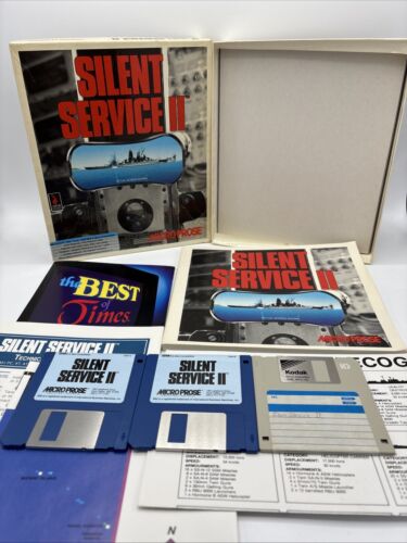VTG Silent Service II 1990 MicroProse PC 3.5" Disks Complete IBM Tandy Game