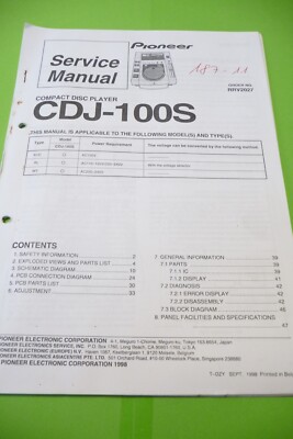 Service Manual-Anleitung für Pioneer CDJ-100S ,ORIGINAL !