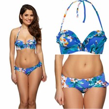 Gossard Blossom Print Bandeau Bikini Top Matching Bikini Bottoms (N63)