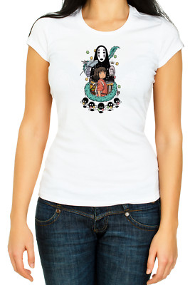 Miyazaki Spirited Away Anime Charaktere kurzärmeliges Damen-T-Shirt 3/4 F400