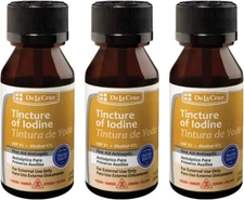 De La Cruz Tincture of Iodine, Made in USA, 1 FL. OZ. (3 BOTTLES)  Exp. 07/2027