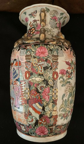 Chinese Porcelain Republic Period Rose Medallion Vase 15" - Picture 4 of 7