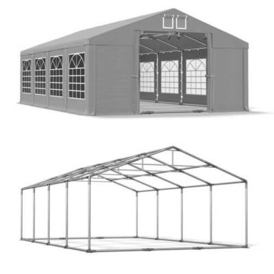 Partyzelt 5x8 PVC Pavillon Festzelt Bierzelt Gartenzelt Eventzelt NEU Grau SP