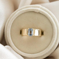 Women Prong Aquamarine Ring For Her Sterling Anniversary March Birthstone Gifts