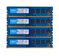Crucial 16 GB DDR3 RAM 4X 4 GB 1600Mhz PC3-12800U DIMM 240Pin Desktop Memory