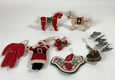 VTG Handmade Horses & Others Christmas Ornaments Lot Of 9 Assorted