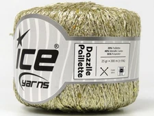 Dazzle Paillette Gold White Iridescent Mini Sequin 80306 Ice Yarns 25gr 218yds