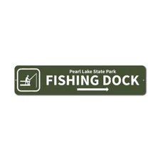 Fishing Dock Arrow Sign, Custom Fisherman Lake Location Name Metal Decor Sign