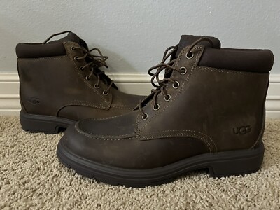 New UGG Men's Biltmore Lace Up Oak Brown Leather Boots Sz