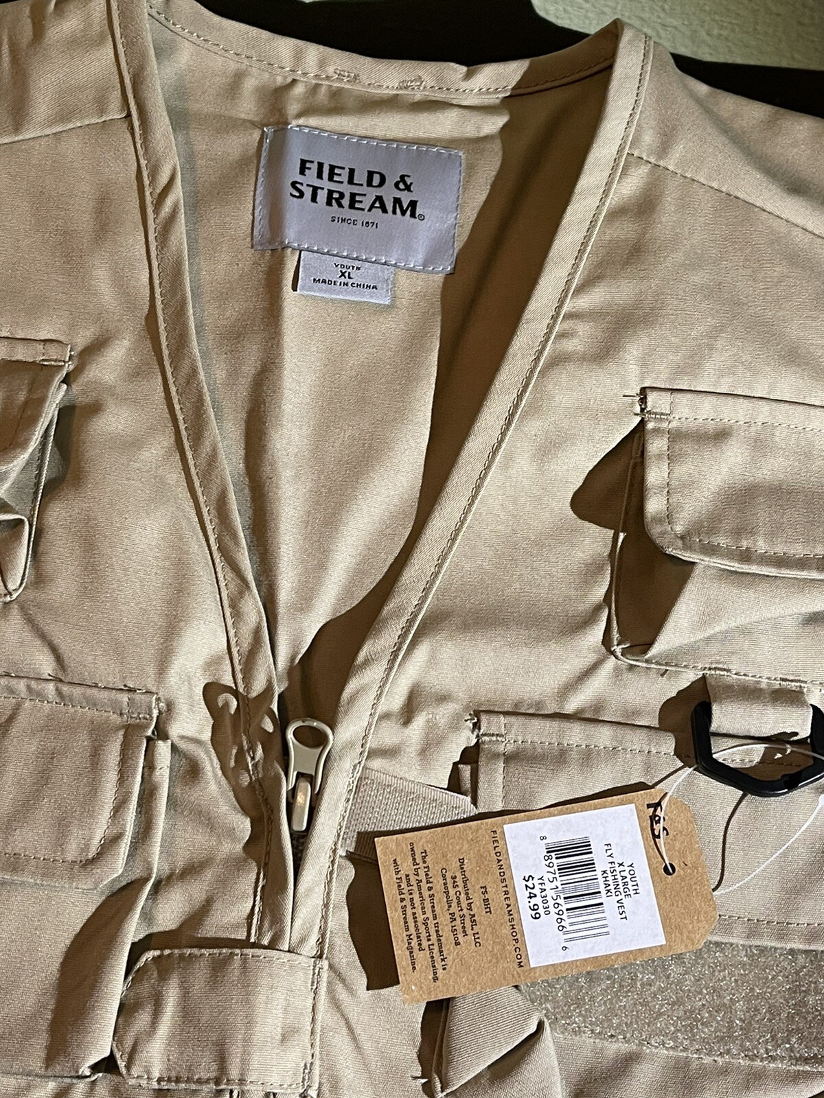 Mens Khaki Tan Fly Fishing Vest Size 