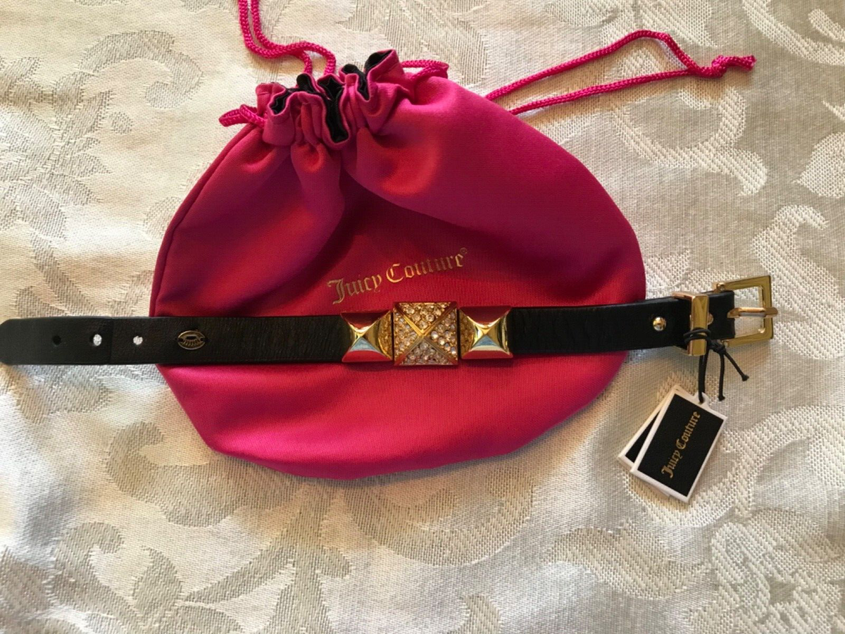 Juicy Couture Black Belt with Gold Buckle and Pink Ribbon JUICY COUTURE Belt Size L/XL Heart Buckle | Mercari main image 3