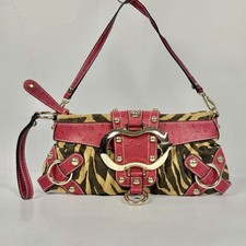 Borsa a tracolla Guess vintage Y2K stampa tigre rosso bordo struzzo borchie oro rara