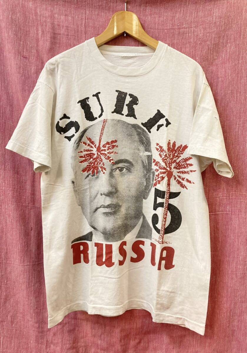 Vintage 90S Gorbachev President Ussr Hand Printed T-Shirt / Stussy Santa Cruz Mo