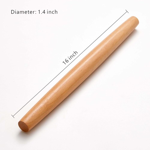 Fulimax 16" French Rolling Pin Beech Wood - Classic Pastry Dough Roller - Afbeelding 7 van 12