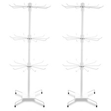 2 Pcs Rotating Jewelry Display Rack with Hooks Metal Earrings Display Stand f...