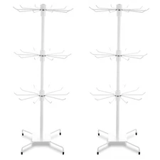 2 Pcs Rotating Jewelry Display Rack with Hooks Metal Earrings Display Stand f...