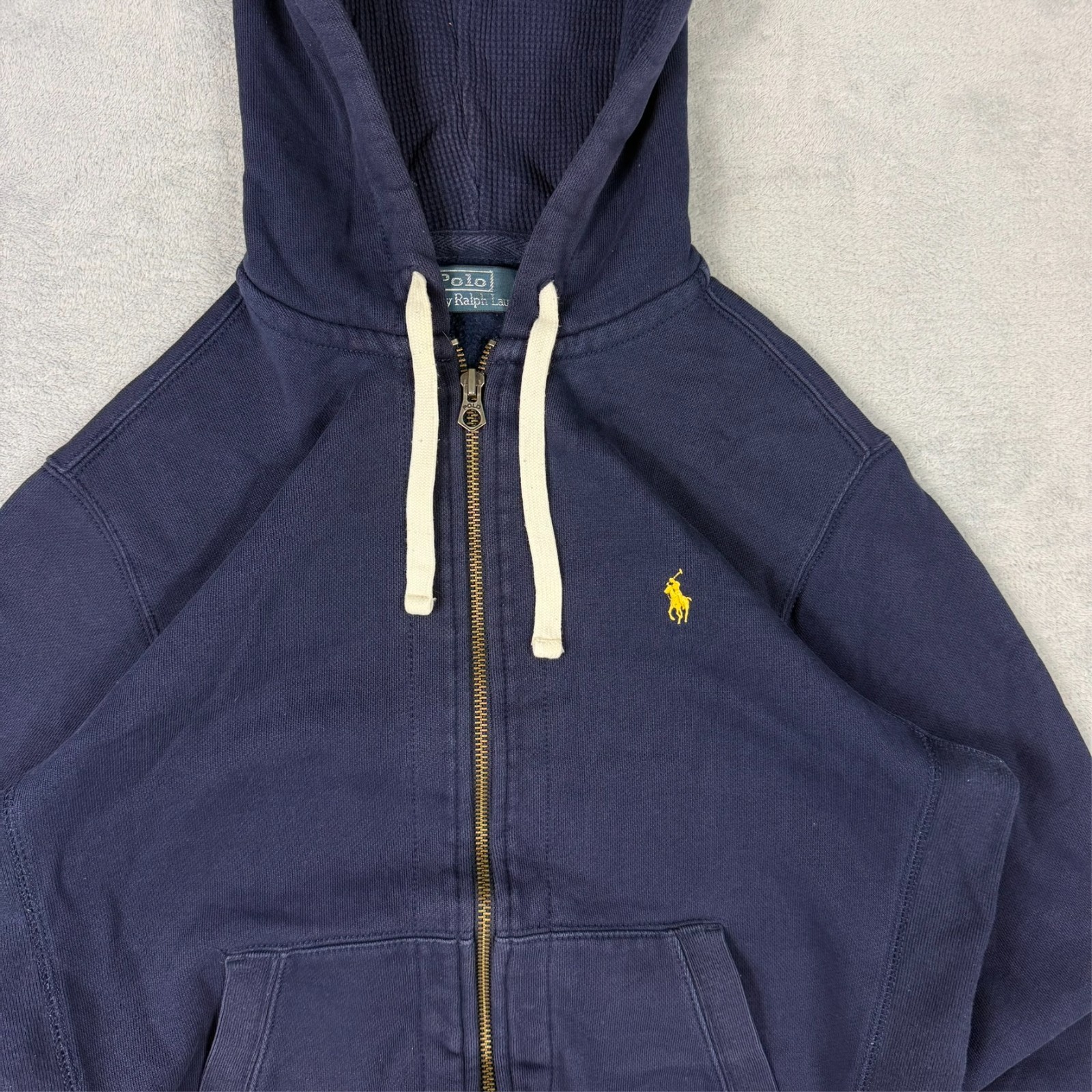 VTG Polo Ralph Lauren 2000s Navy Blue Heavyweight Oversized Sz M Full Zip Hoodie image 5