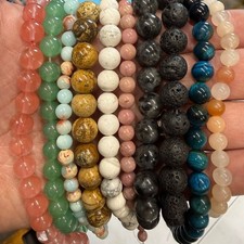 Set of 10 Natural Gemstone Round Beads Strands 15" Sizes 6,8,10 mm 14oz  B6