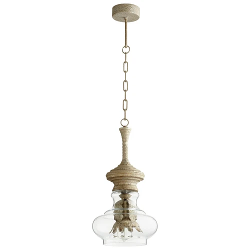 Sawyers White Wash Dresden 1 Light Pendant with Clear Shade - Picture 1 of 1