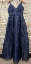 NWT Lulus Navy Organza Adjustable Straps V-Neck Cutout Maxi Dress Gown Size Med