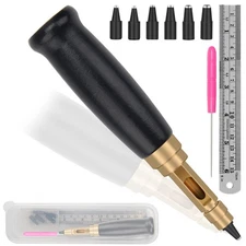 Japanese Screw Punch, Wood Handle Belt Hole Puncher, Adjustable Leather Hole Pu