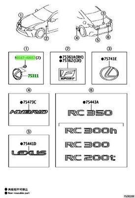 OEM Lexus Radiator Grille Emblem with Screw 53141-53031
