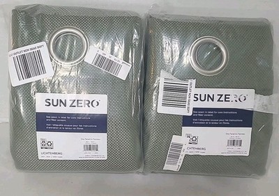 Sun Zero Atmosphere Grommet Top 100% Blackout 2 Curtain Panels 50'' X 84'' Sage