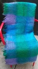 Avoca Blues & Greens 70% Mohair 30% Pure Wool Throw Blanket   66" X 60" Ireland 