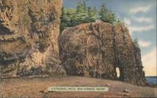 Cathedral Rock,Bar Harbor,Maine,ME Tichnor 1939 Hancock County Geology Postcard