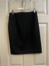 Express Women's Pencil Skirt Black Stretch Size 2 Knee Length with Pleats NWT