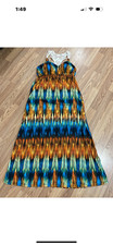 Boho Tie Dyed Maxi Sundress Sz XL(15/17) Padded Eyelet Lace Hippie Festival Vaca