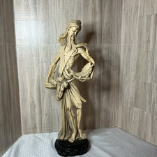 Figura de estatua de pescador de resina tallada de 19" de alto imitación marfil