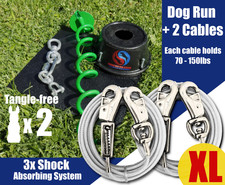 Heavy Duty Tie Out Stake - Tangle-free Two Dog Tie Out with Cables Up to 150lbs