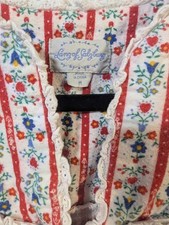 Vtg Lanz of Salzburg Flannel Nightgown Medium Floral Hearts Cottagecore Granny