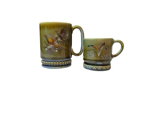 Set of 2 Vintage Wade Pottery Irish Glazed Porcelain Coffee Mugs
