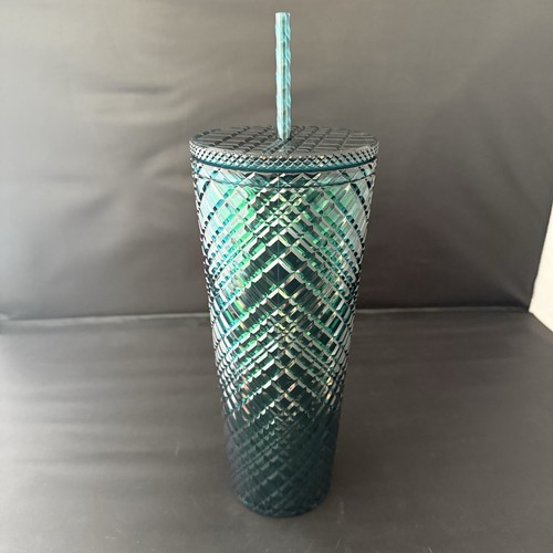 Starbucks 2021 Holiday Emerald Dark Green Jeweled Tumbler Cold Cup 24 oz Venti - Picture 3 of 7