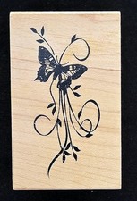 Great Impressions Rubber Stamps Swirls Butterfly Arrangement Border Albums Tags