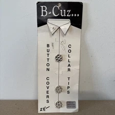 B-cuz Swarovski Crystal Button Covers Collar Tips Set of 3 Austrian Crystal