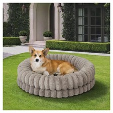 Luxury Donut Dog Bed, 30 Inches Round Dog Bed Medium Size Dogs Washable, Orth...
